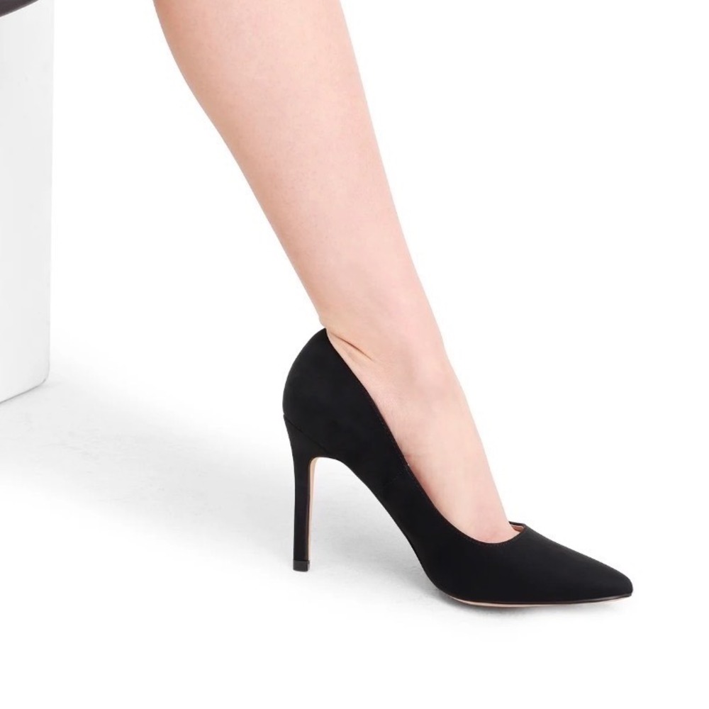 Burudani Womens Pointed Toe Pumps Black Faux Leather Stiletto Heels Sz 7.5 New - Picture 7 of 14